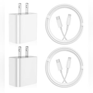 Apple iPhone MFi Certified Fast Charger 4-Pack – 2 USB-C Wall Blocks + 2x 6FT Li